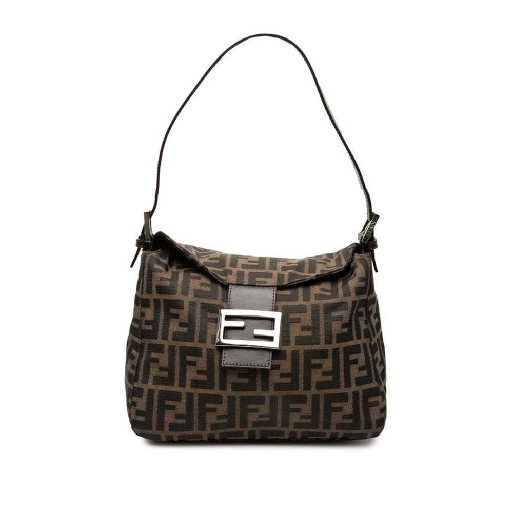 Fendi Zucca Mamma Baguette Handbag One-Shoulder Bag Brown Canvas Leather Wome... - Picture 1 of 7
